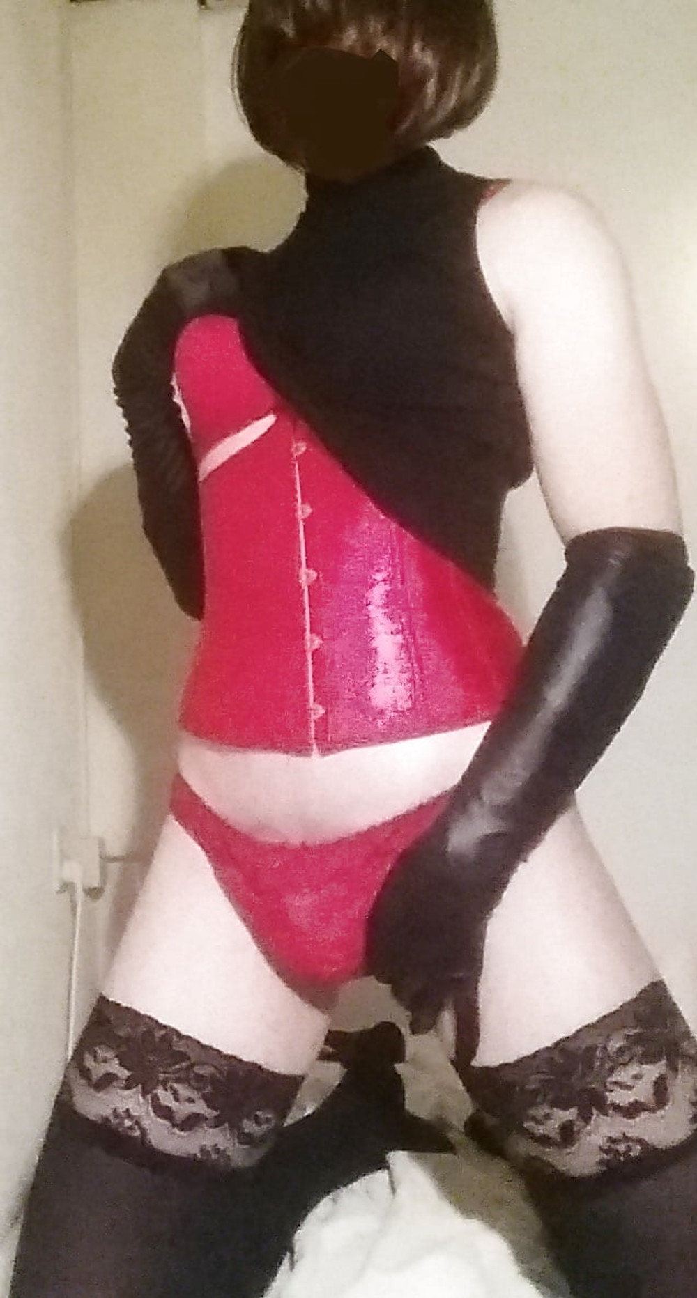 Sexy sissy posing in corset #12