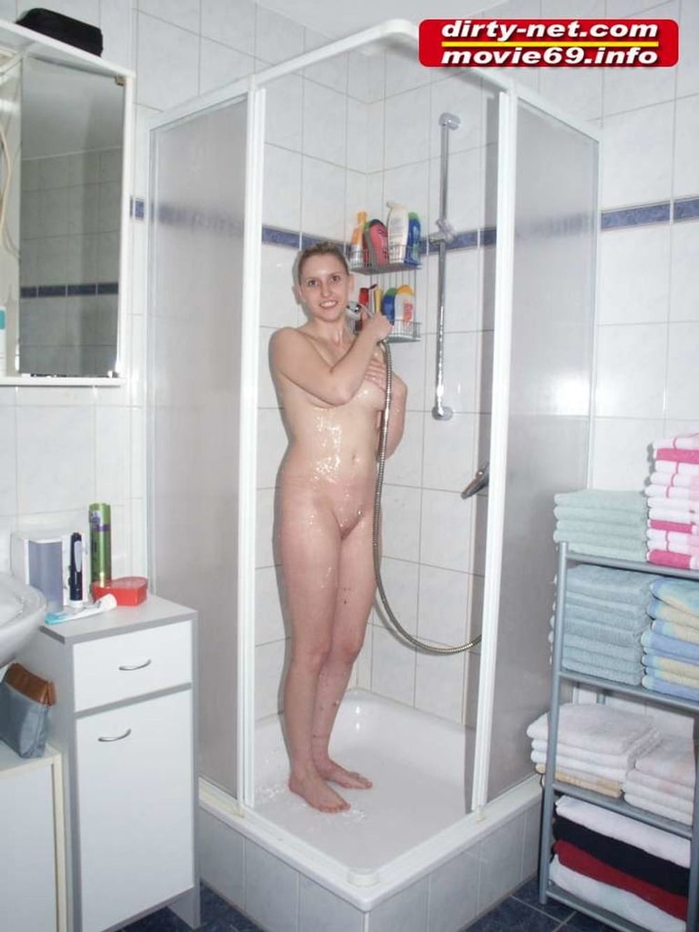 Sandra in the shower just before her gangbang party #14