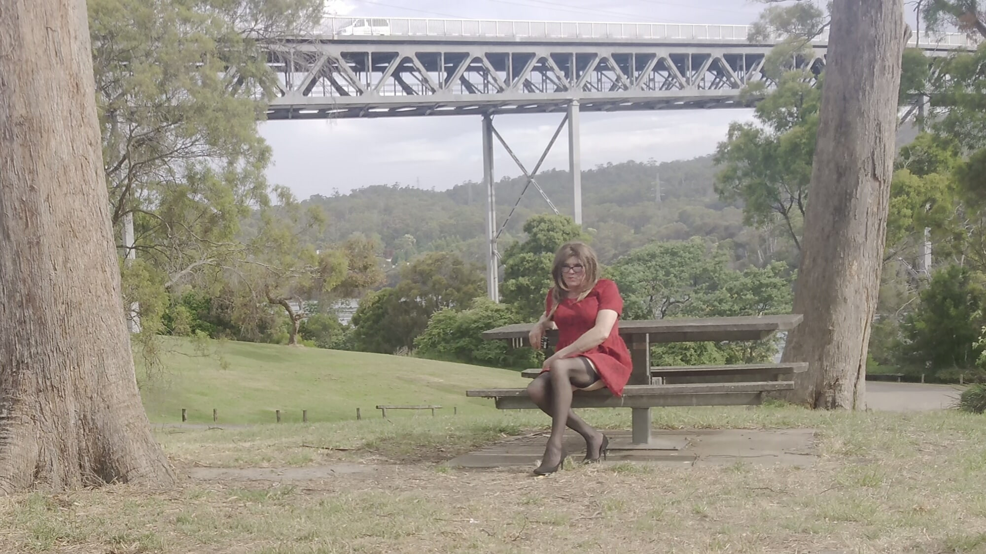 Crossdress Roadtrip - Riverside Red Dress #11