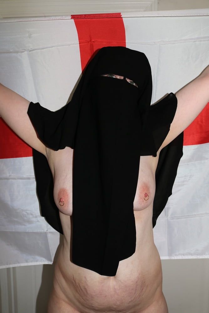 Wearing Niqab and England Flag #22