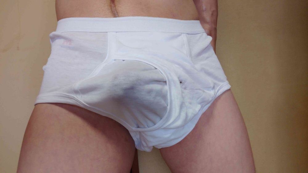 Worn out white BVD briefs #3