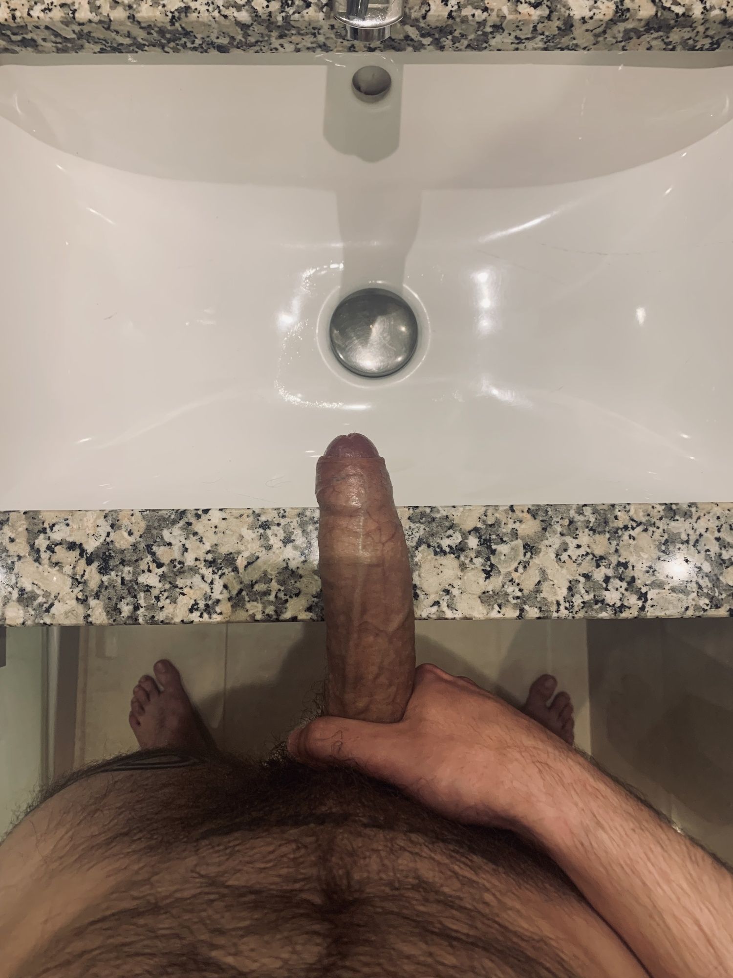 Naked in the hotel bathroom