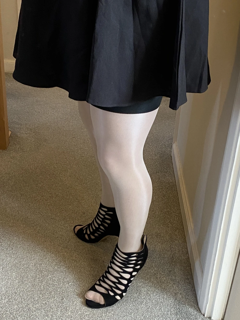 Big Tit Sissy Slut wearing White Stockings and Lingerie #43