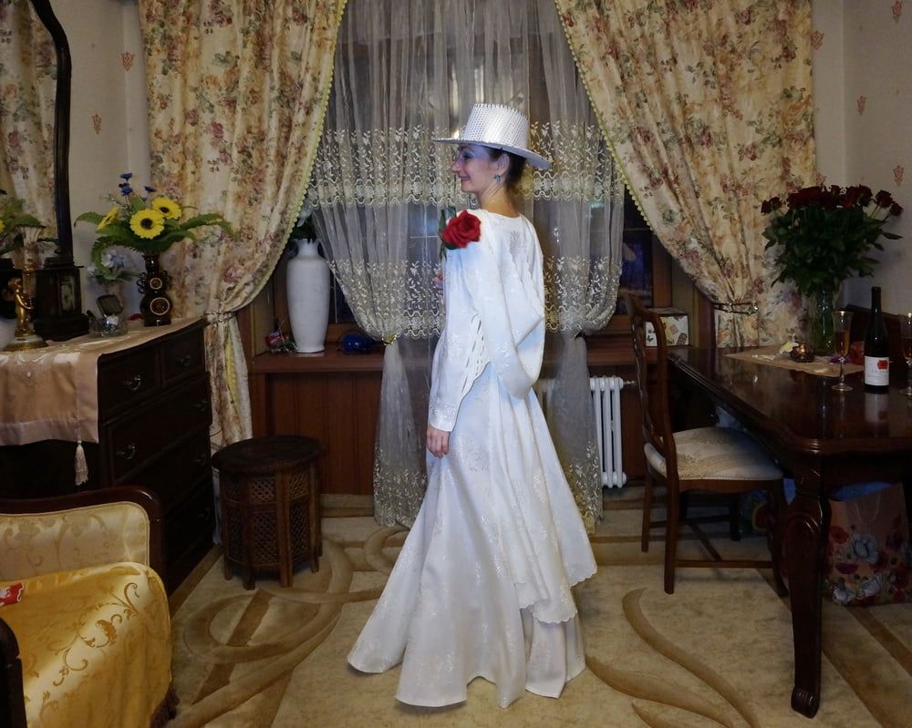In Wedding Dress and White Hat #18