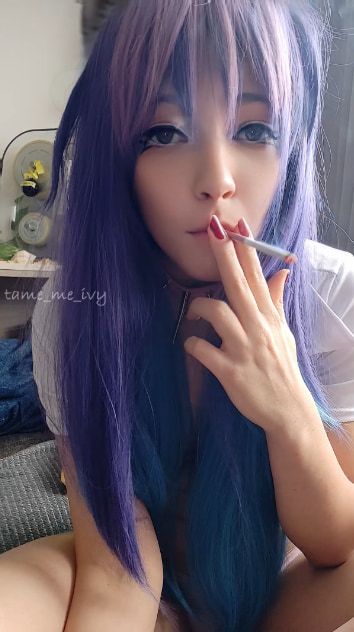 Cute Anime Girl smoking a cig #8