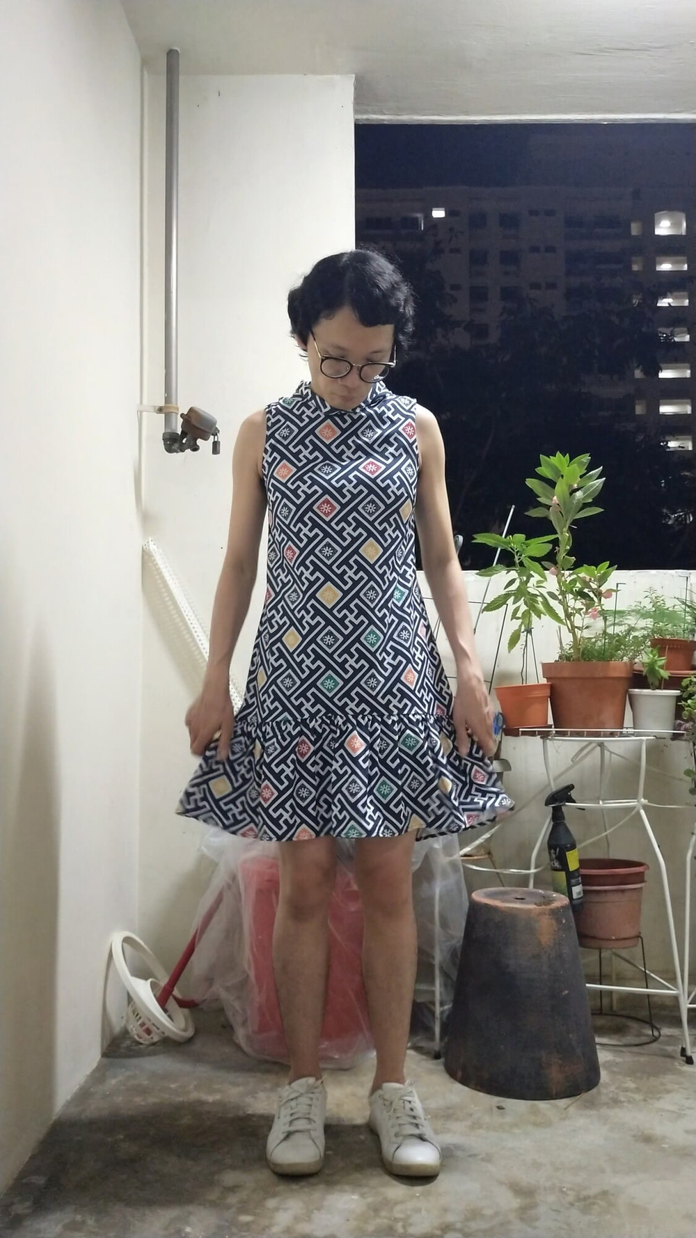 Secretly wearing office lady lingerie and dress. #19