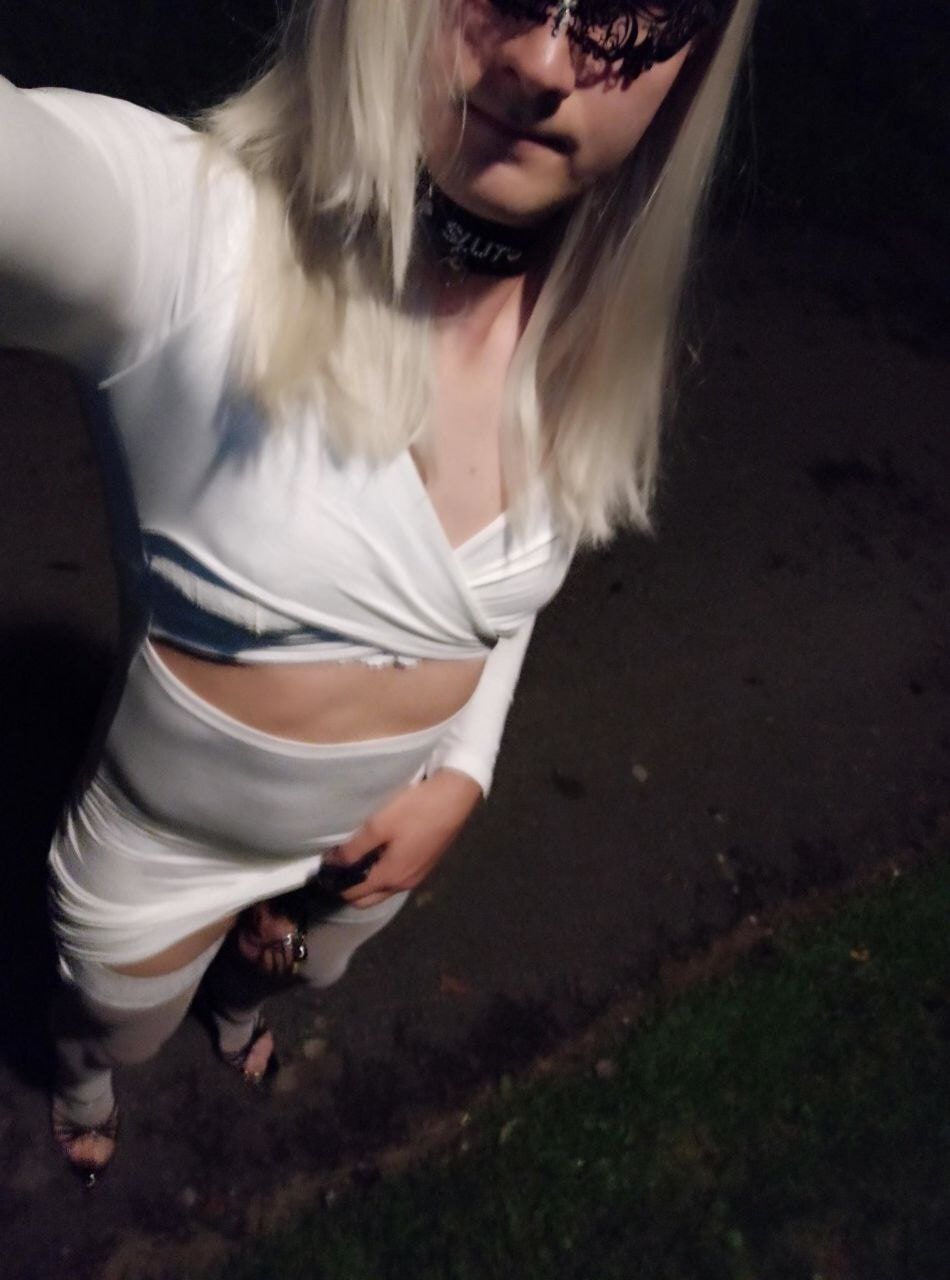 Sissy outside public flashing in Dress Butt Plug Chastity  #2