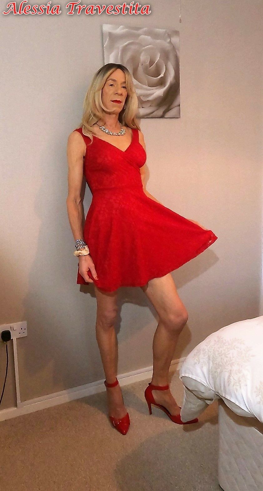 65 Alessia Travestita in Flirty Red Dress #30