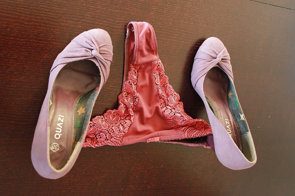 Violet heels, panties, bra, pantyhose #39