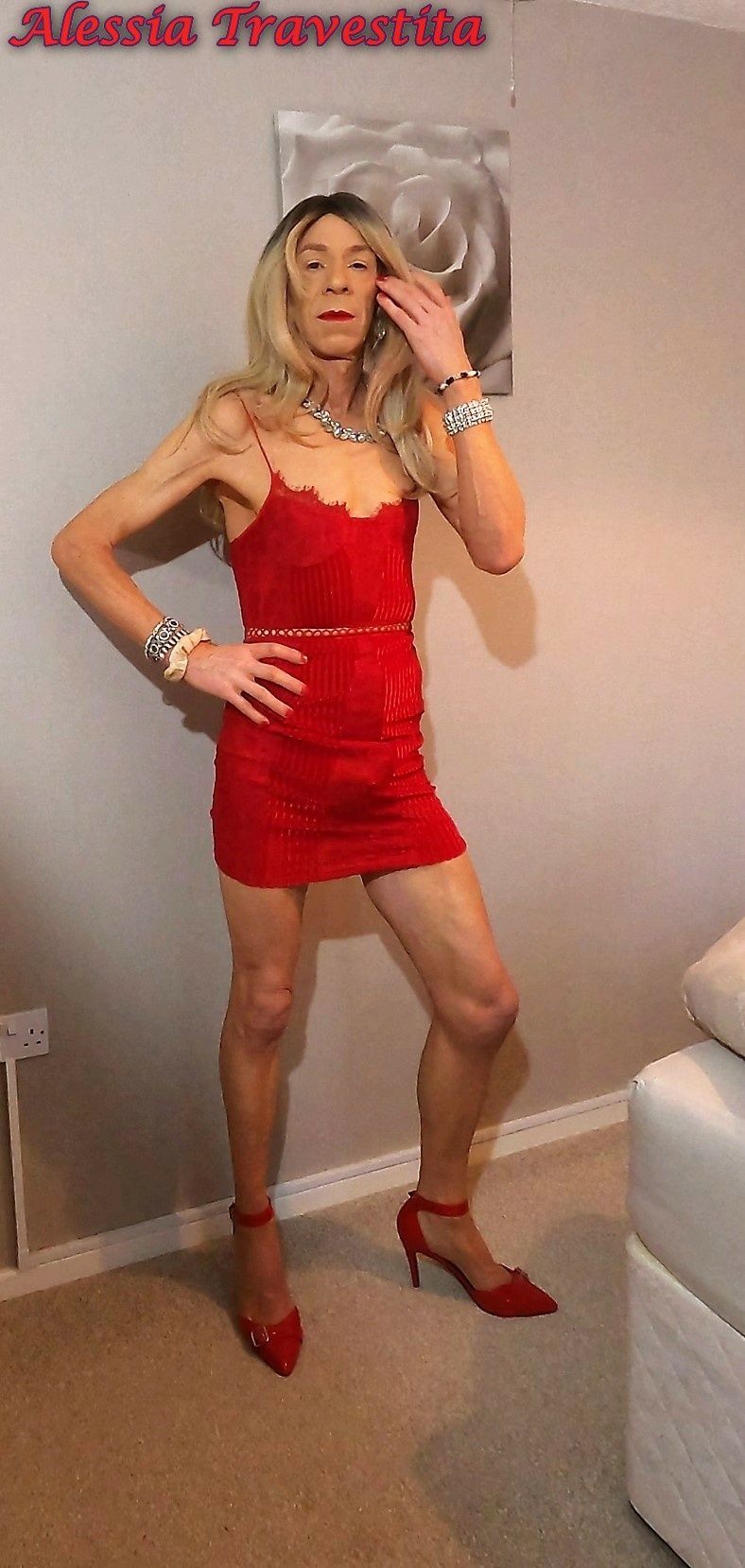 66 Alessia Travestita in Red Velvet Dress #16