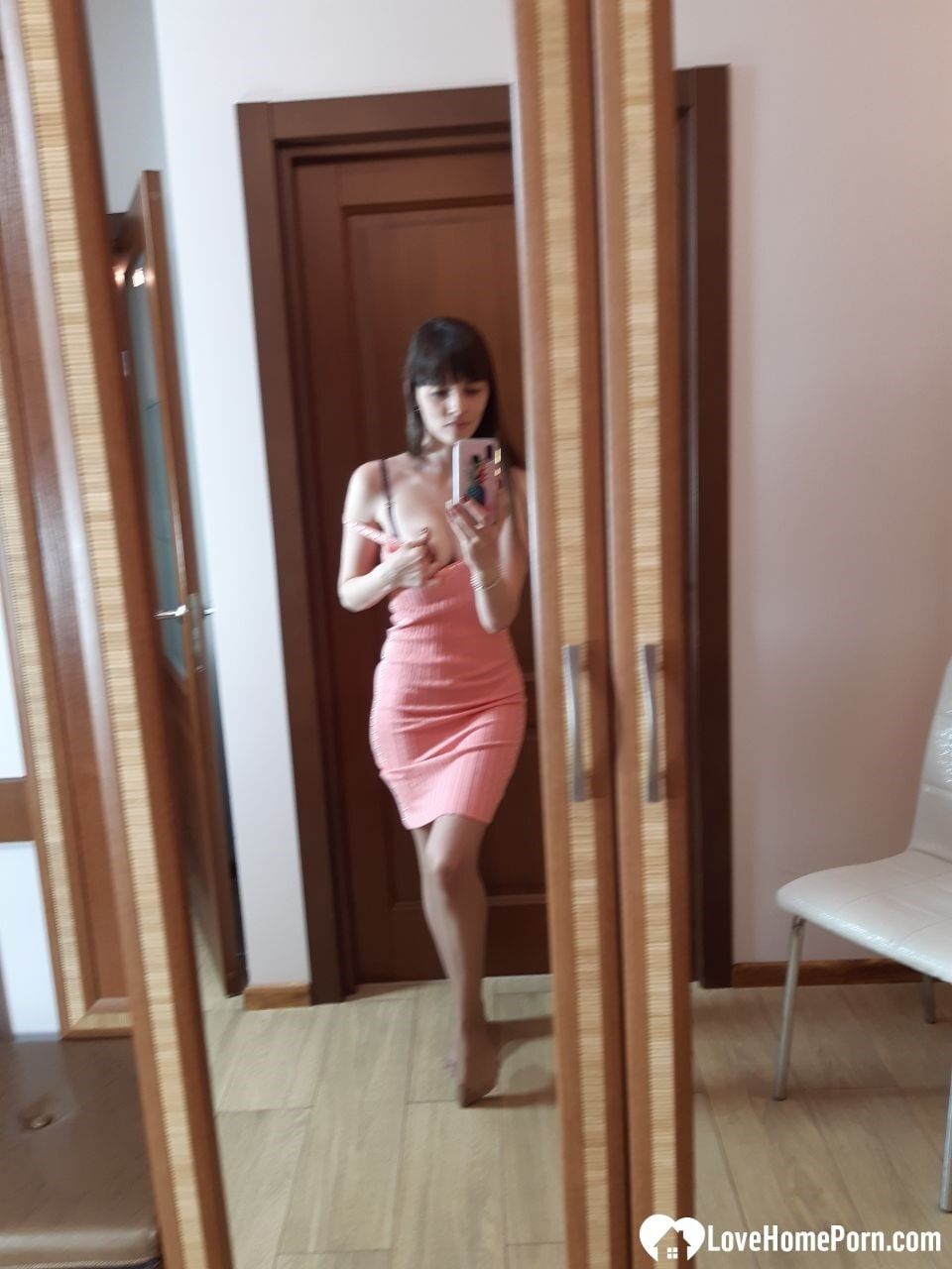 Sexy brunette secretary posing in hot stockings #15
