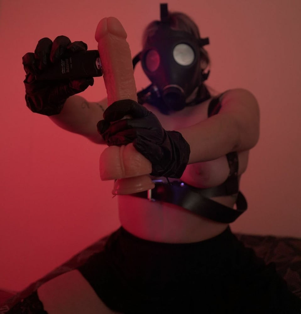 Me in gas mask humiliating a cock