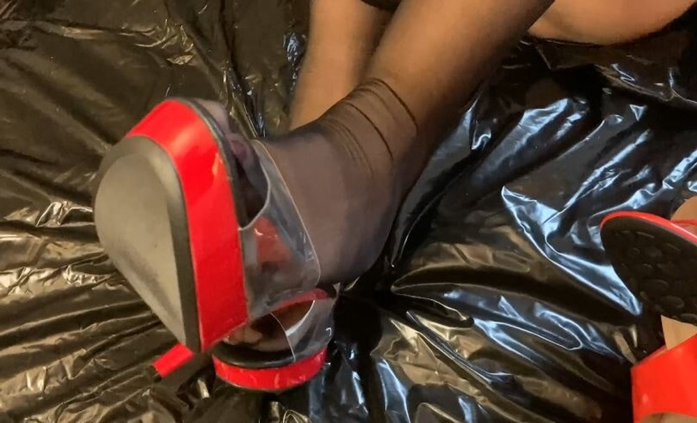 Red Mules and Nylon Feet #10