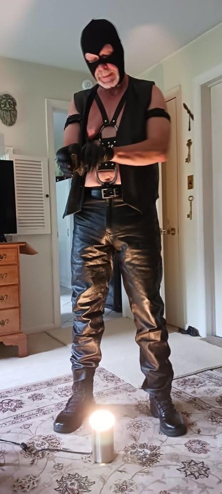 Leather dad at home #2