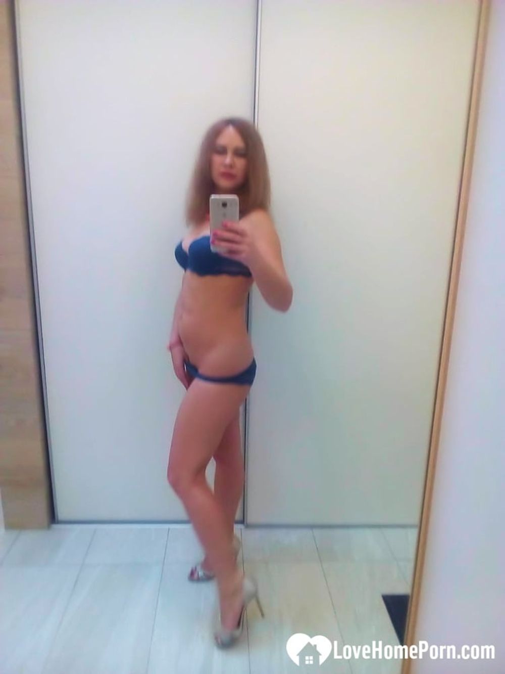 Taking selfies in my new blue lingerie #9