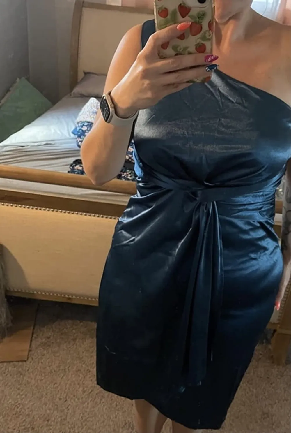 Blue satin dress  #2