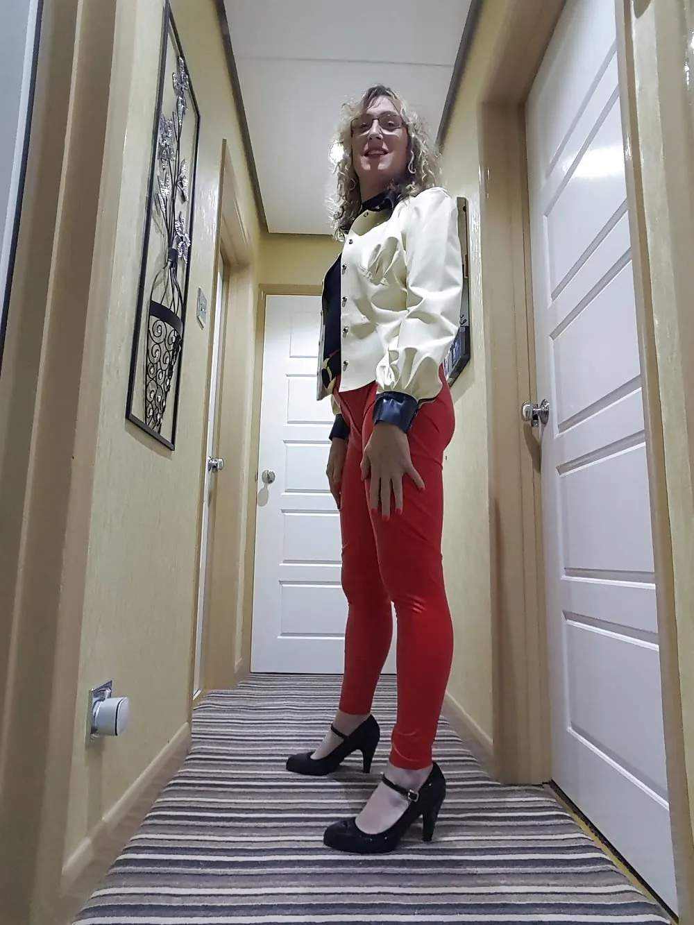 White latex jacket and red latex trousers #8