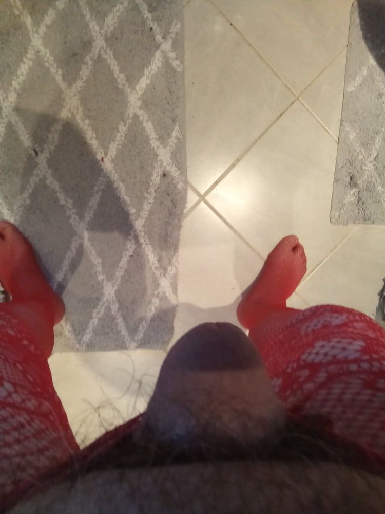 New crotchless red body stocking and two different panties #42