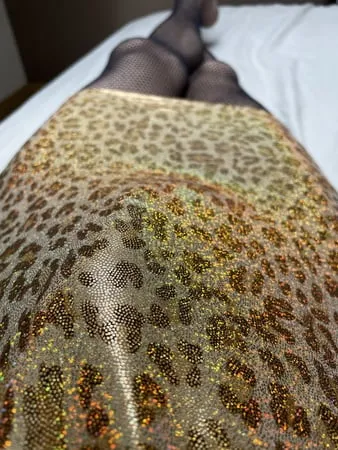 shiny gold dress with stocking         