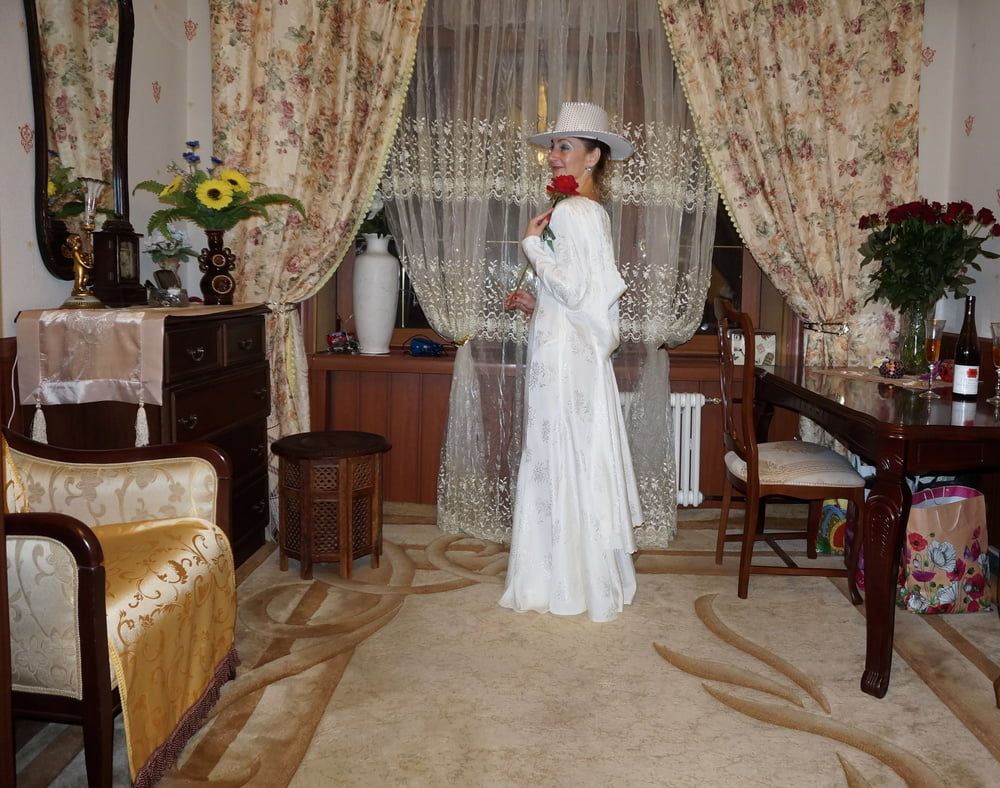 In Wedding Dress and White Hat #37