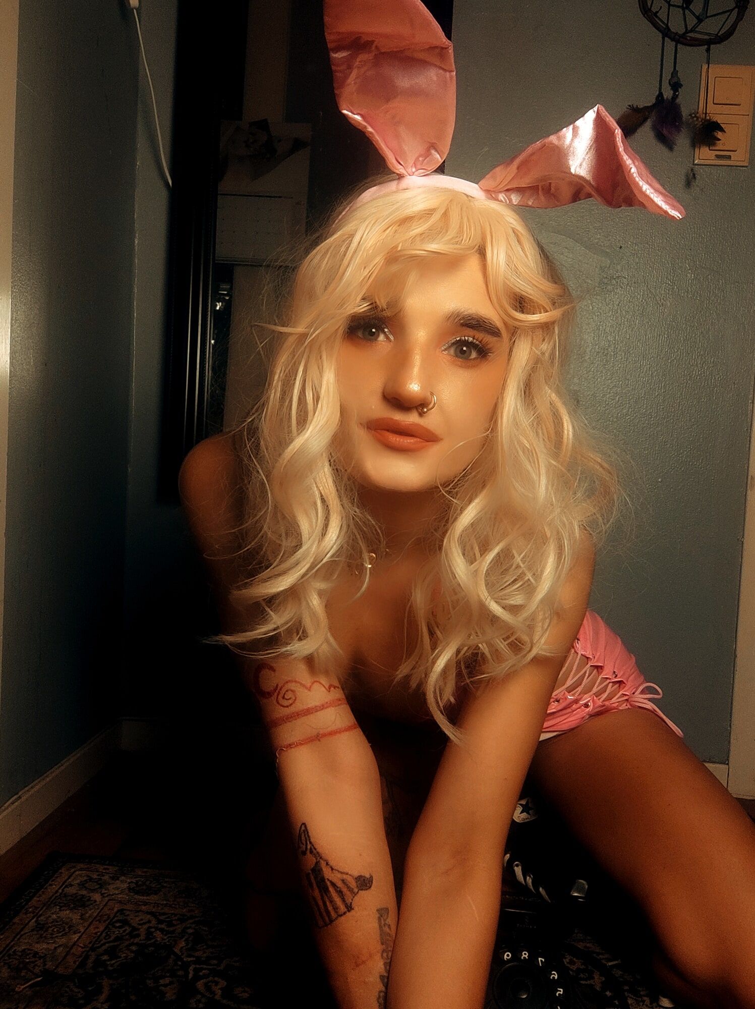 Pink bunny talking on the phone while showing off pussy #13