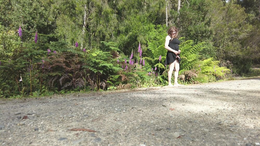 Crossdress Road Trip - Forest Road - Black Dress #9