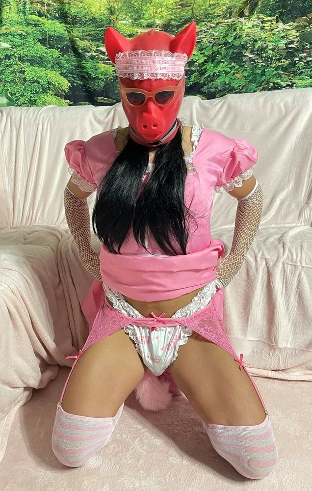 Sissy Wearing A Pink Dress, Heels And Chastity Cage (Pt. 1) #11