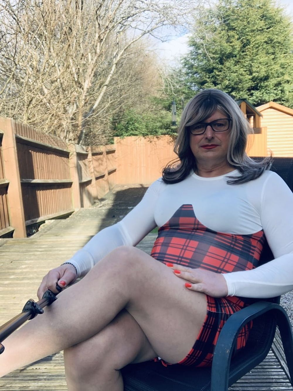 Crossdresser Kellycd in red dress 