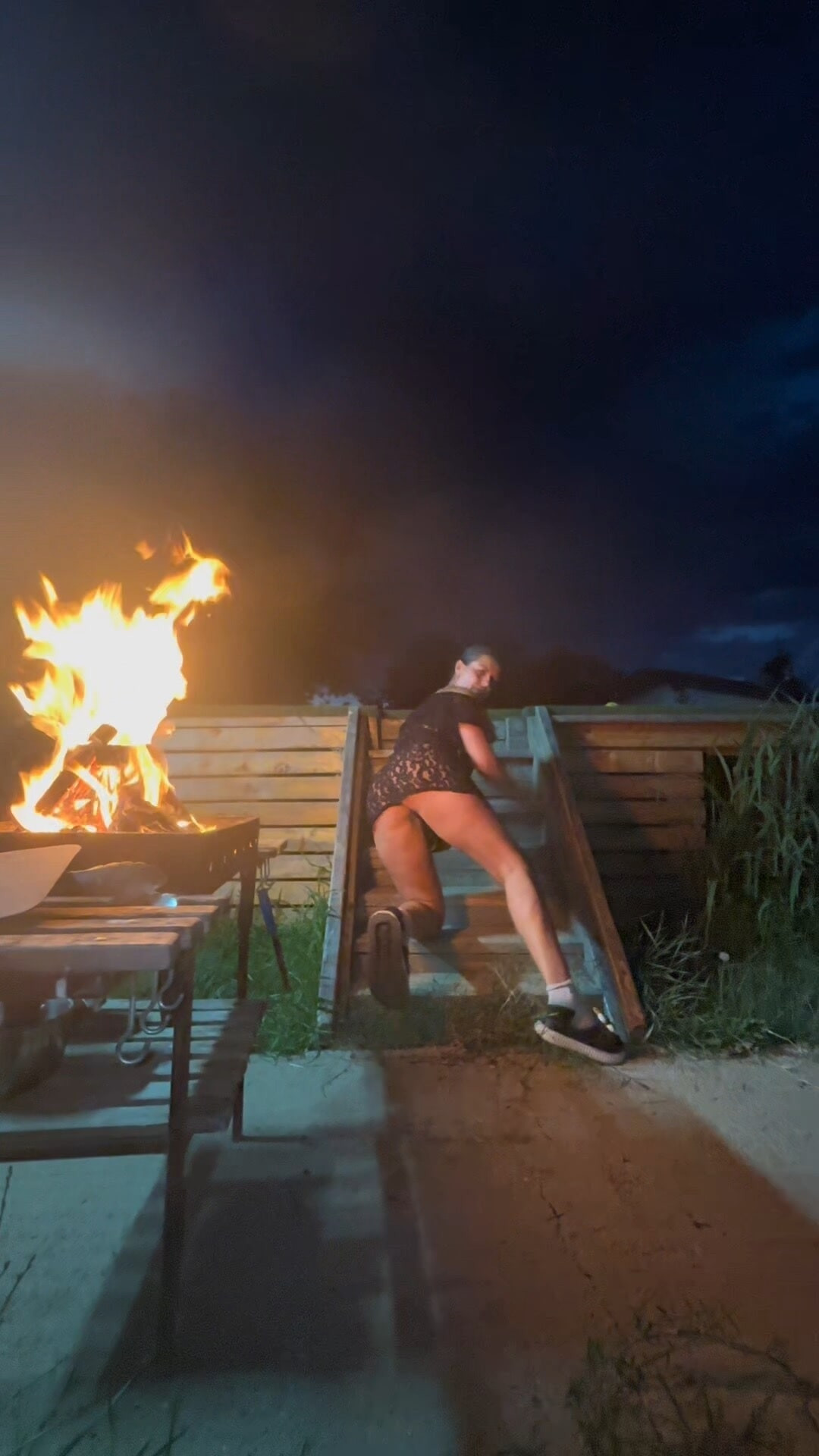Bikini Thong Fire Dance – Sexy MILF in Sheer Mesh Dress #6