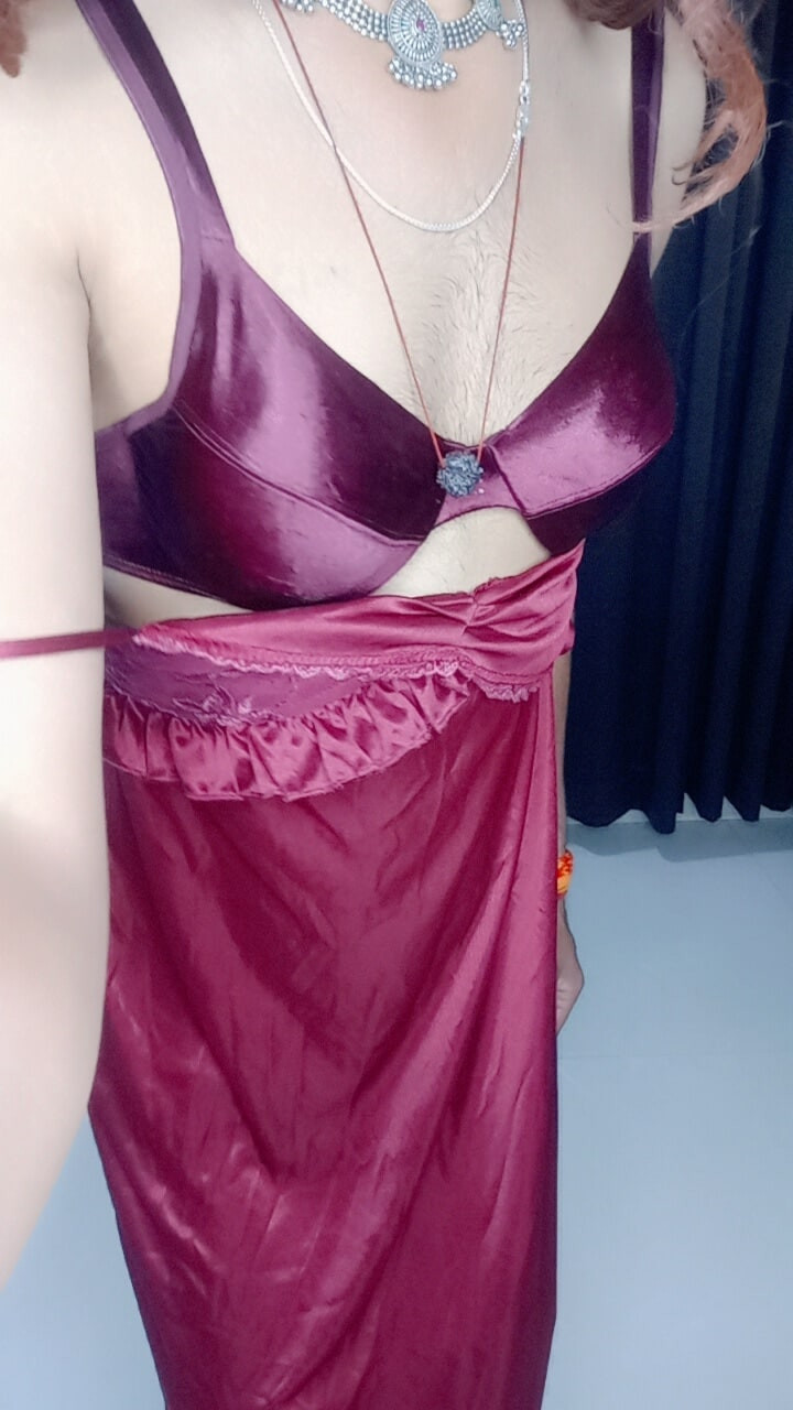 Gorgeous stepmom satin bra panty and wedding dress #7