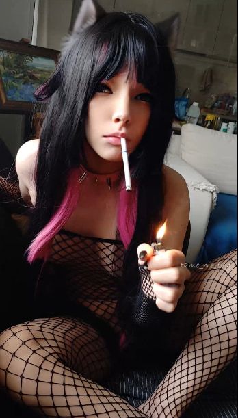 Succubus Babe smoking in fishnets #8