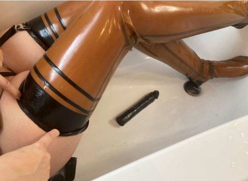 Latex and Dildo in Bath Tub #18