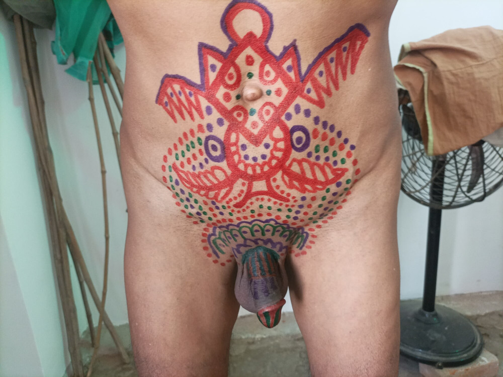 Sissy belly tattoo and coloured cock #30
