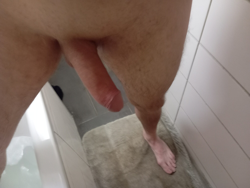 Naked with big and great cock in the bathroom #15