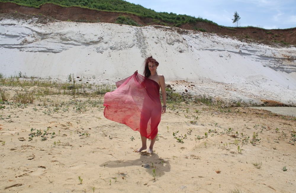 Red Shawl ad White Sand #38