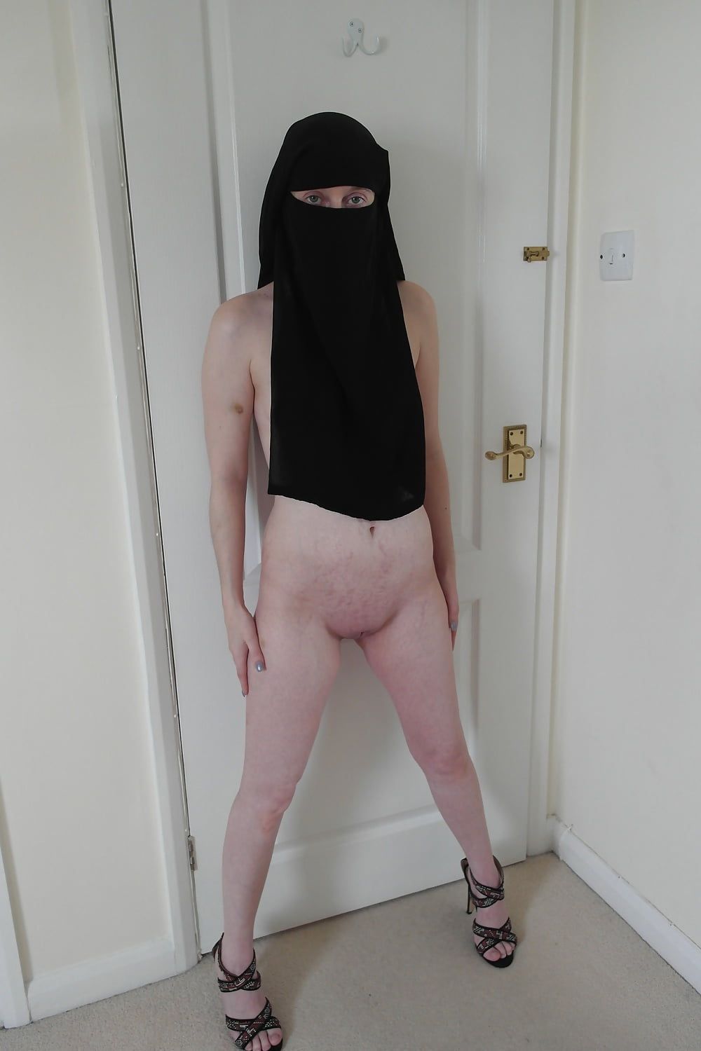 British wife Naked in Black Niqab  #10