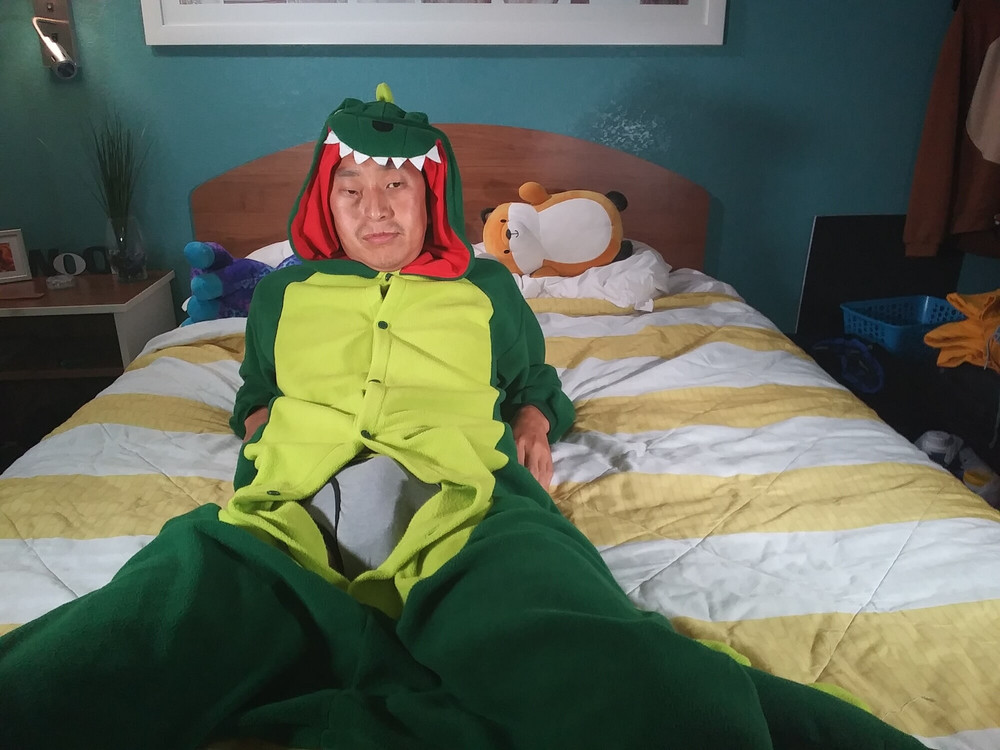 Hot asian boy wearing furry onesies and shiny undies #7