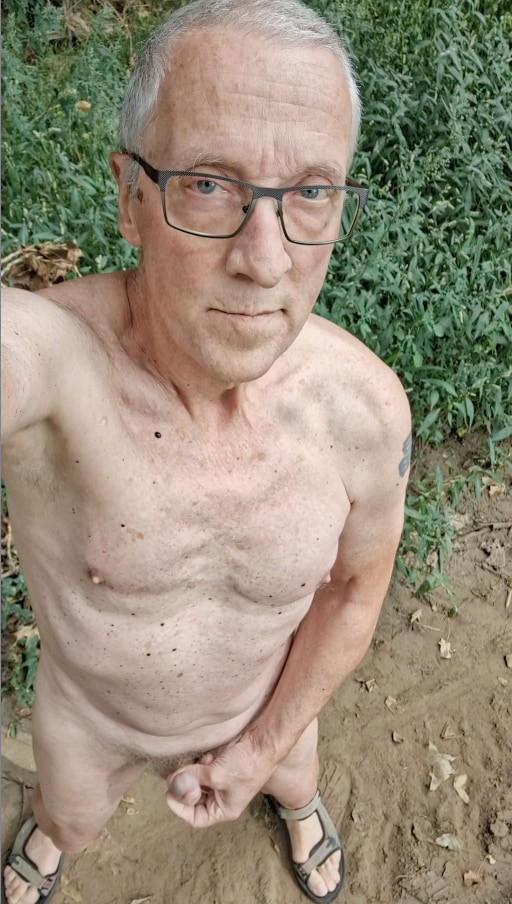 GRANDPA EXHIBITIONIST PUBLIC OUTDOOR WOODS CRUISING CUMSHOT  #13