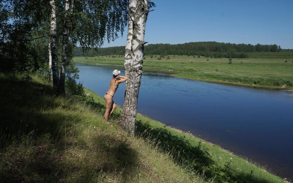 Nude near birch upon Volga #7