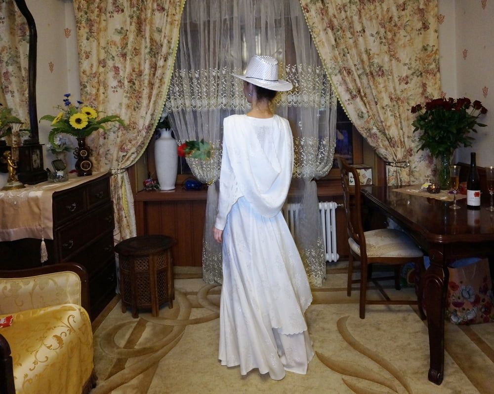 In Wedding Dress and White Hat #17