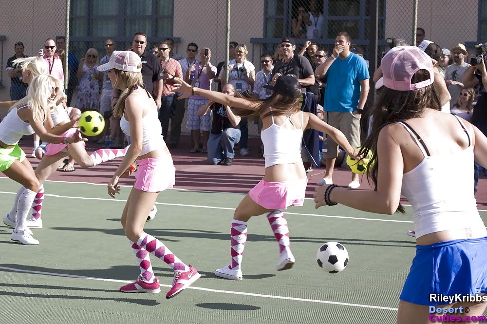 Naked girls playing dodgeball outdoors #53