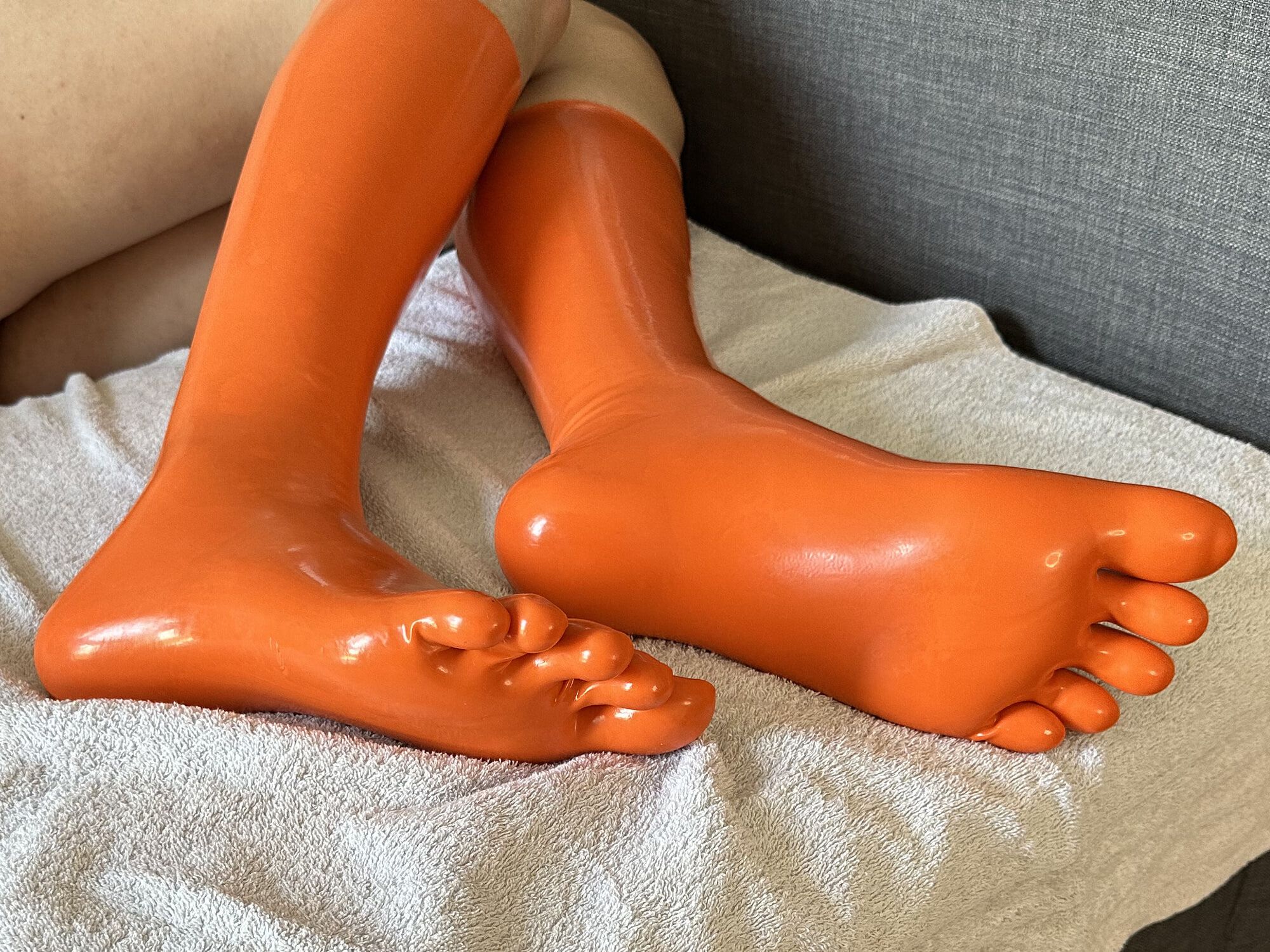 Tiger Orange Knee High Toe Socks