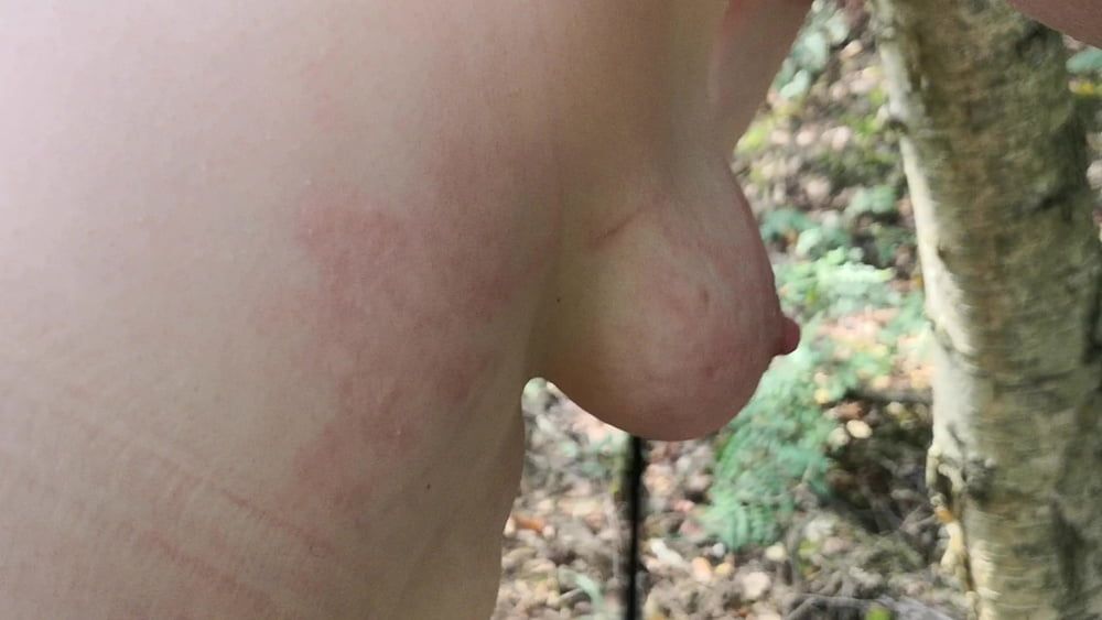 Naked Tits and Ass whipping in woods