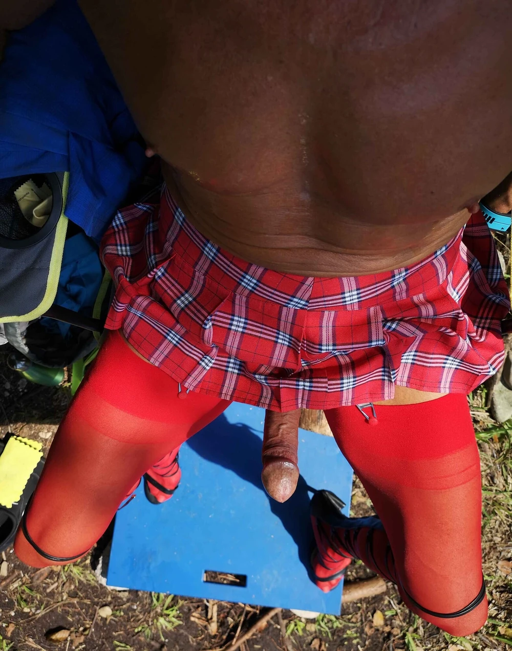 Boner in Micro Skirt at public Nudist Lake #6