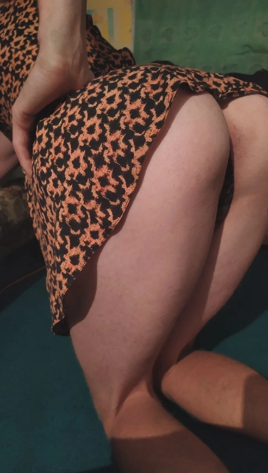 My butt is in women's panties and a women's dress #4
