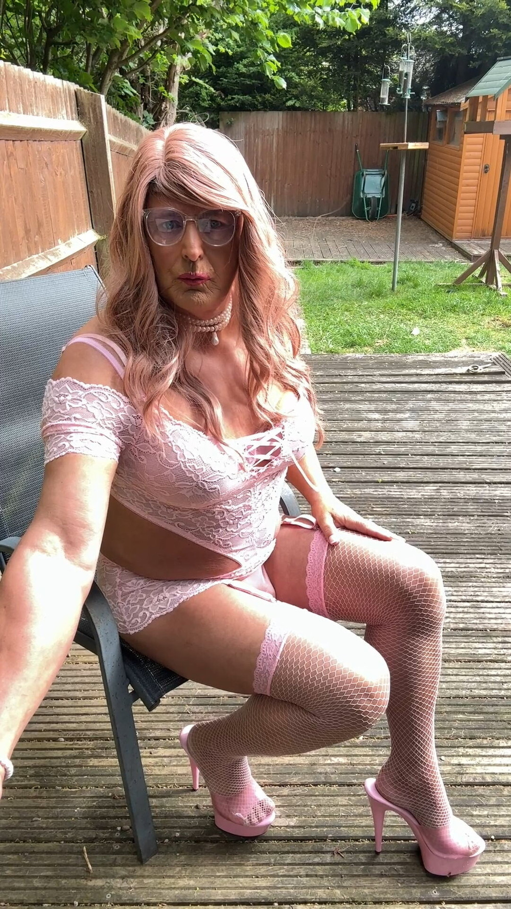 Sexy Crossdresser kellycd2022 in pink lace lingerie  #54