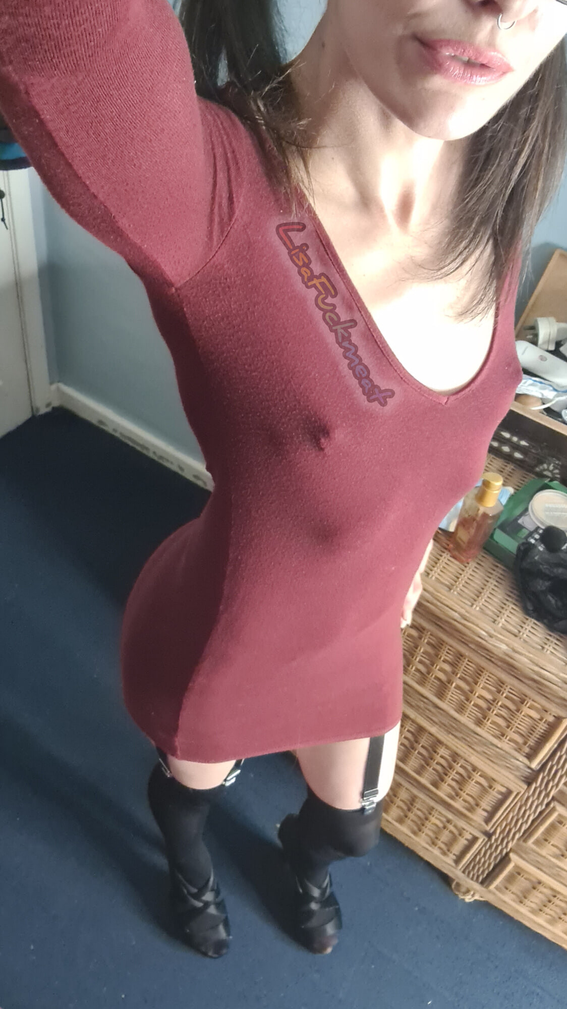 Little Red dress and black stockings #2