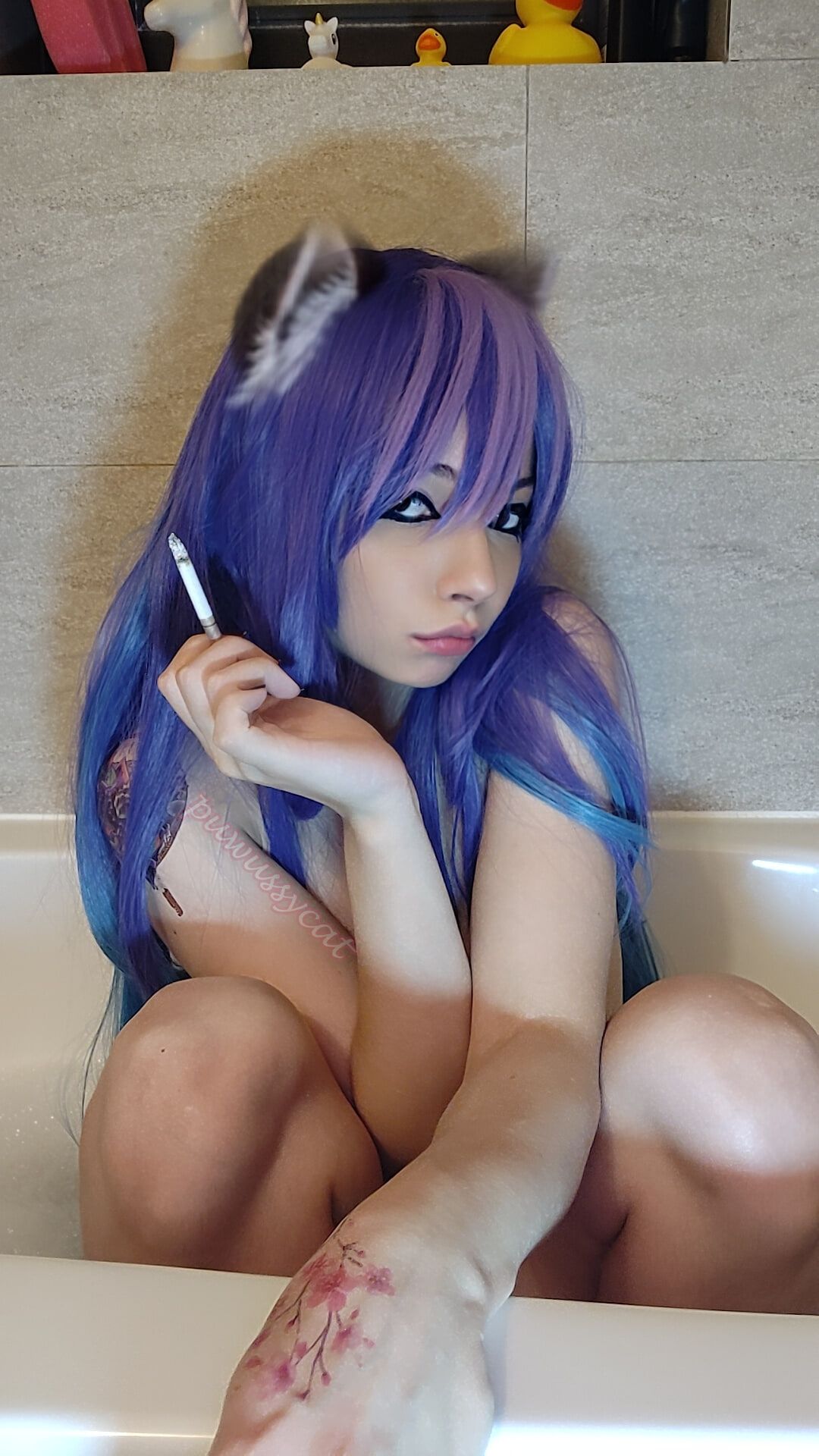 Egirl smoking in bathtub #5