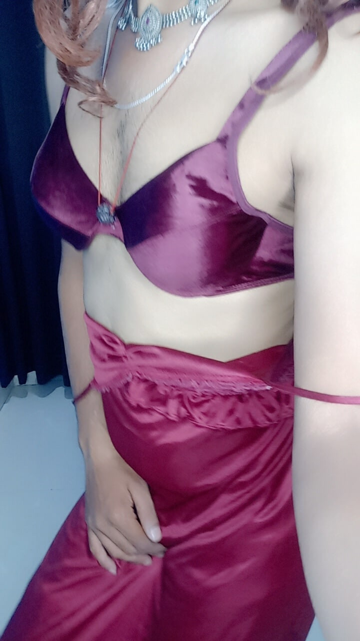 Gorgeous stepmom satin bra panty and wedding dress #11