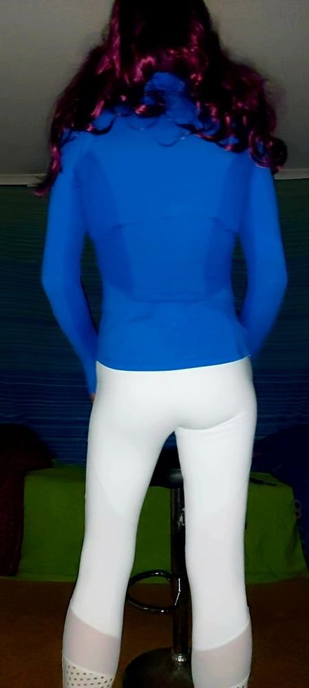 White pants and blue top #30
